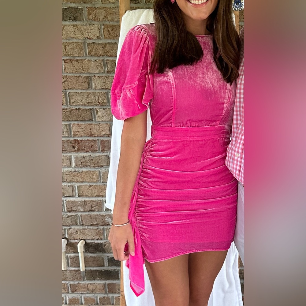 Rhode Pink Velvet Pia Dress